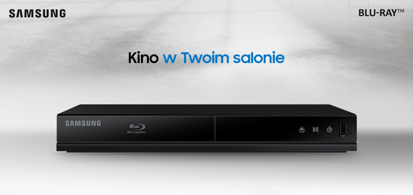 Odtwarzacz UHD Blu-ray K8500, na drugim planie widoczna dolna część telewizora SUHD.