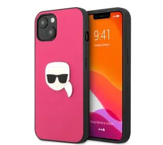Karl Lagerfeld Leather Ikonik Karl`s Head Metal KLHCP13SPKMP do iPhone 13 mini Różowy
