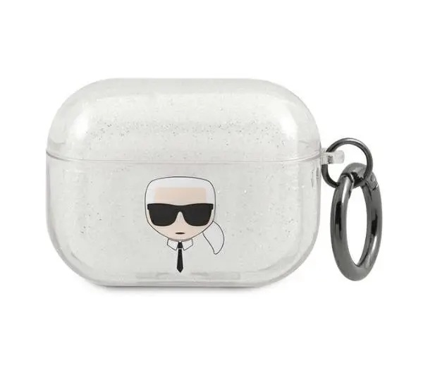 Karl Lagerfeld KLAPUKHGS Glitter Karl`s Head AirPods Pro Cover Srebrny