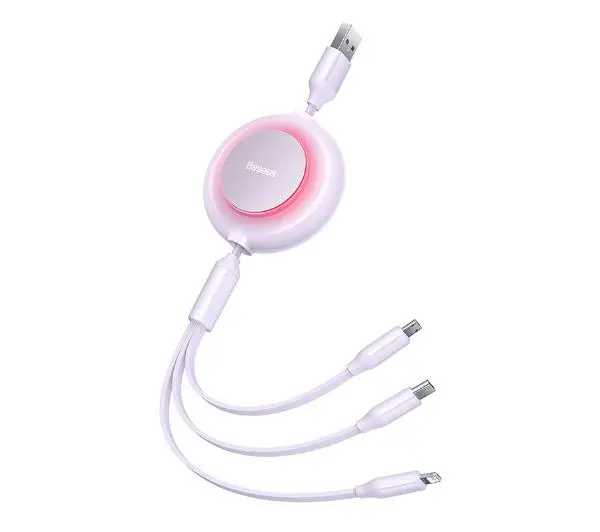 Baseus USB 3w1 Bright Mirror 2 micro USB Lightning USB-C 3,5A 1,1m Fioletowy