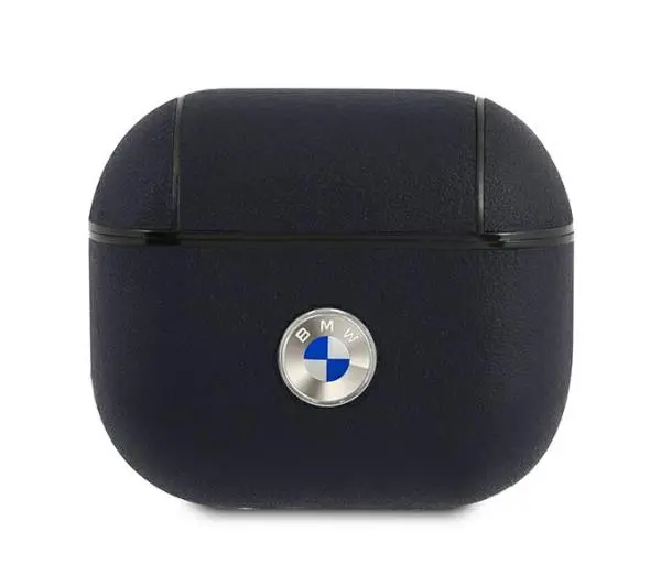 Etui na słuchawki BMW Geniune Leather Silver Logo do Apple AirPods 3 gen Granatowy