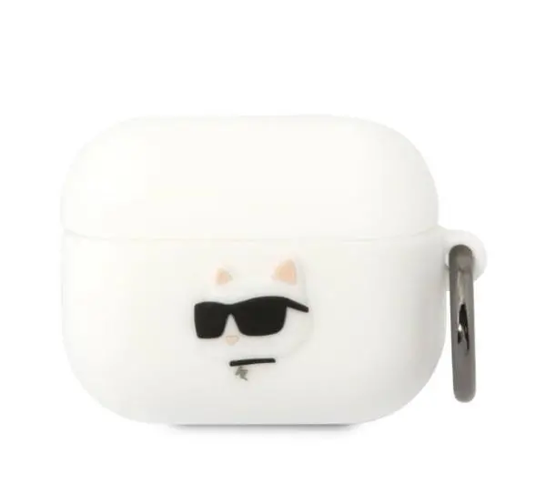 Etui na słuchawki KARL LAGERFELD Silicone Choupette Head 3D do Apple AirPods Pro Biały