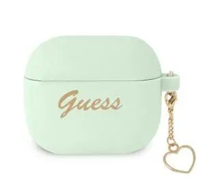 Guess Silicone Charm Heart Collection do AirPods 3 Zielony