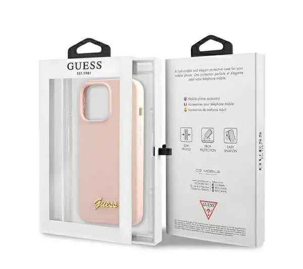 Guess Silicone Script Gold Logo Magsafe GUHMP13XLSLMGLP do iPhone 13 Pro Max
