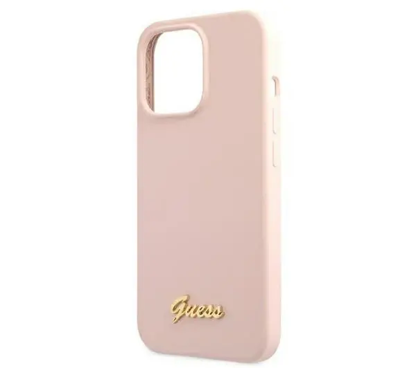 Guess Silicone Script Gold Logo Magsafe GUHMP13XLSLMGLP do iPhone 13 Pro Max