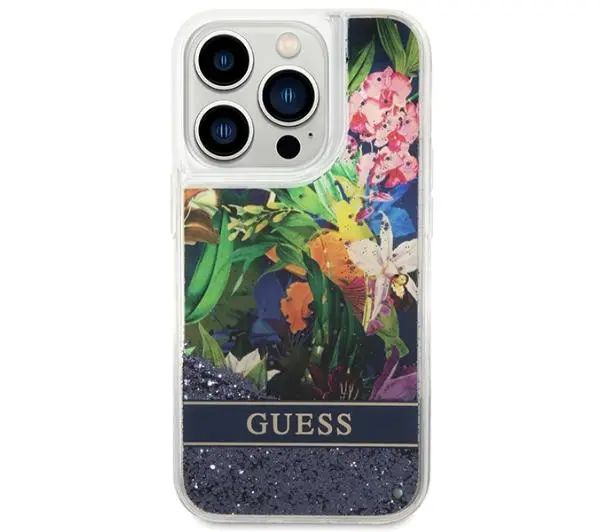 Guess Flower Liquid Glitter GUHCP14LLFLSB do iPhone 14 Pro