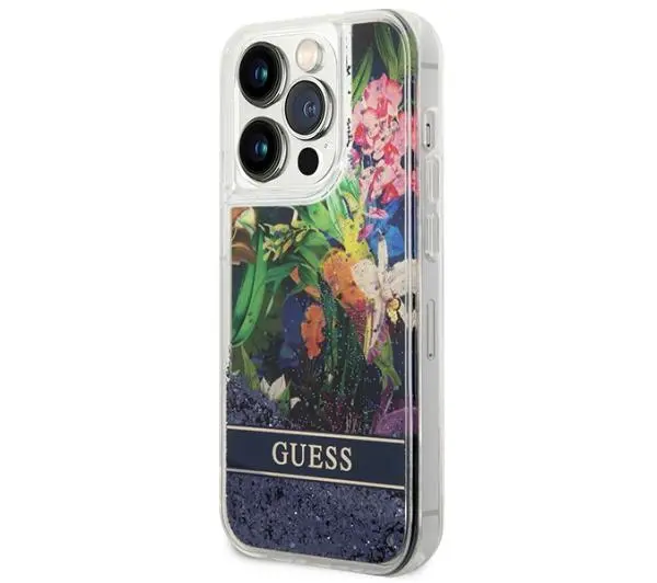 Guess Flower Liquid Glitter GUHCP14LLFLSB do iPhone 14 Pro