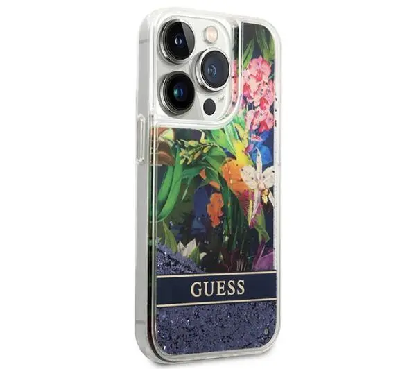 Guess Flower Liquid Glitter GUHCP14LLFLSB do iPhone 14 Pro
