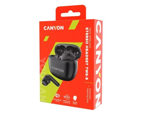 Canyon TWS-5 Dokanałowe Bluetooth 5.2 Czarny