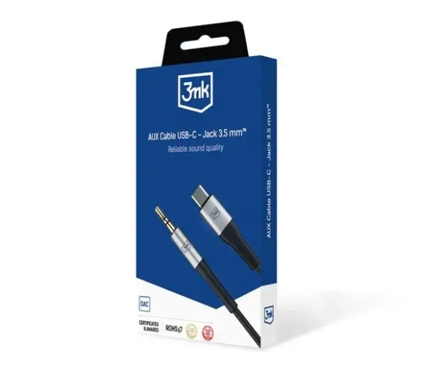 3mk USB-C na jack 3,5mm 1m Czarny
