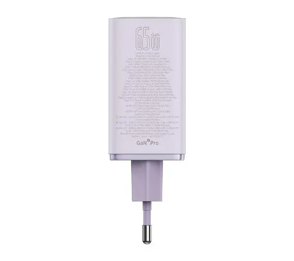 Baseus GaN6 Pro 2xUSB-C + 2xUSB 65W Fioletowy