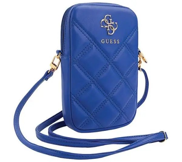 Guess torebka Zip Quilted 4G Niebieski