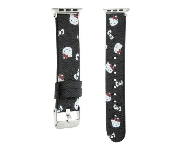 Pasek HELLO KITTY Strap Heads & Bows do Apple Watch do koperty 38/40/41mm Czarny
