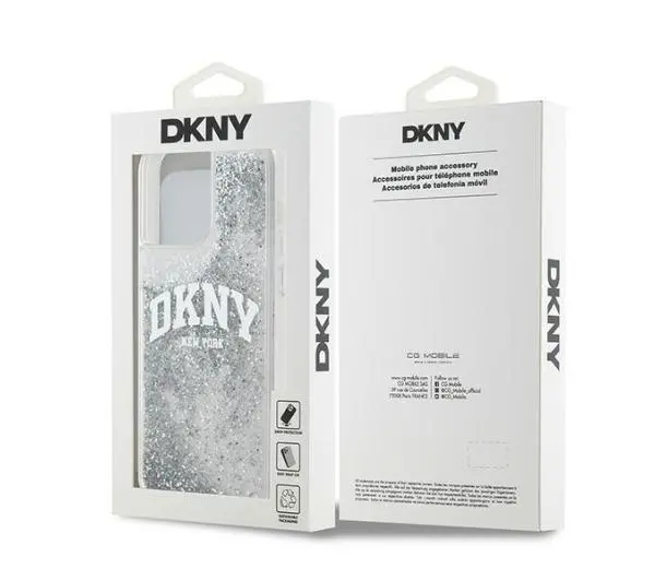 DKNY Liquid Glitter Big Logo do iPhone 15 Pro Biały
