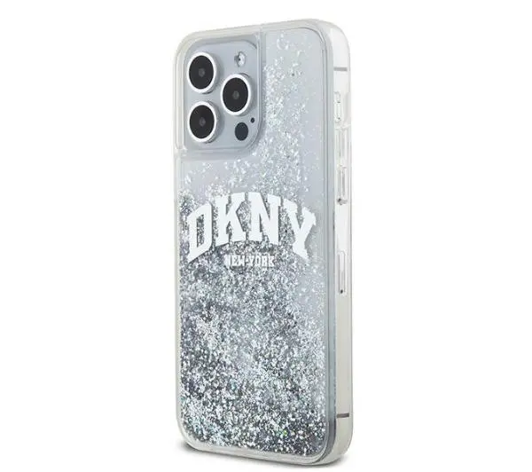 DKNY Liquid Glitter Big Logo do iPhone 15 Pro Biały