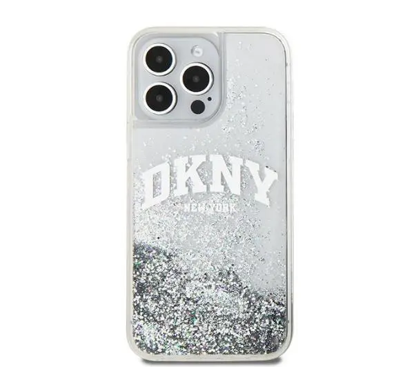 DKNY Liquid Glitter Big Logo do iPhone 15 Pro Biały