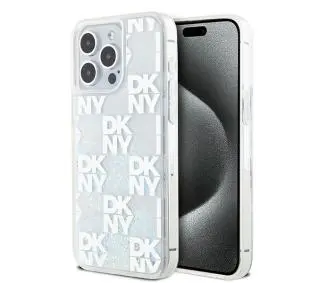 DKNY Hardcase Liquid Glitter Multilogo do iPhone 15 Pro Max Biały