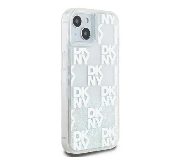 DKNY Hardcase Liquid Glitter Multilogo do iPhone 15 Biały