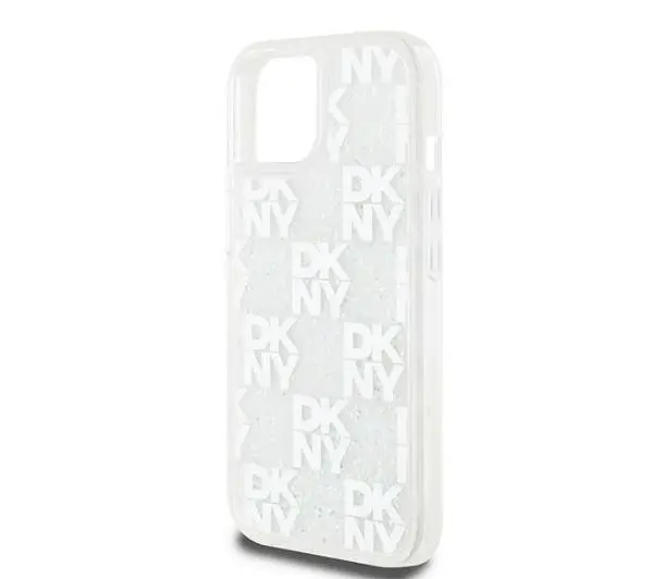 DKNY Hardcase Liquid Glitter Multilogo do iPhone 15 Biały