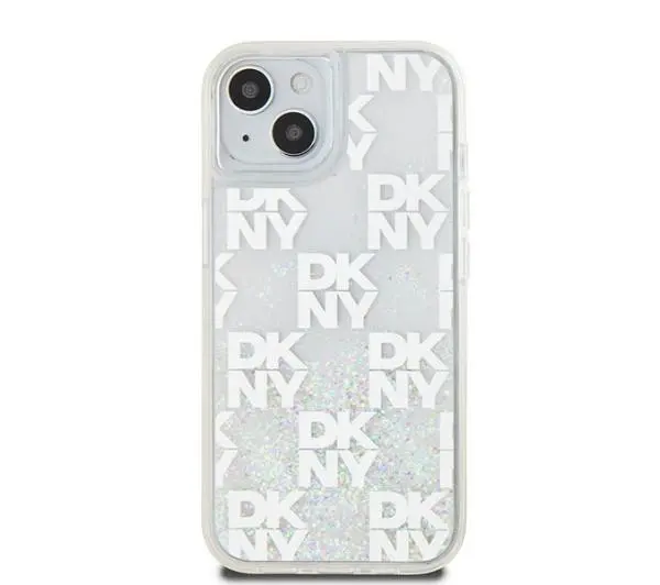 DKNY Hardcase Liquid Glitter Multilogo do iPhone 15 Biały