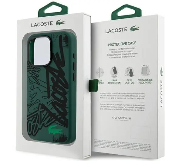 Lacoste LCHCP15LGRAK Hardcase Silicone Graffiti do iPhone 15 Pro Czarny