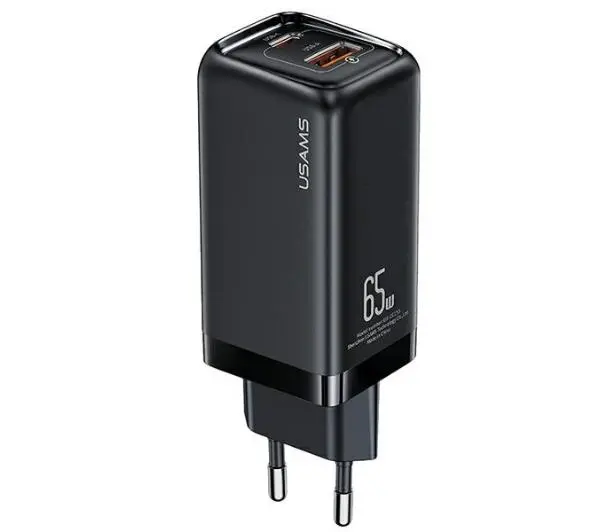USAMS T47 1 x USB-C + 1 xUSB T47 PD Fast Charging Super Si 65W Czarny