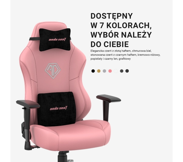Anda Seat Phantom 3 L Gamingowy do 120kg Skóra ECO Różowy - Kup na Raty - RRSO 0%