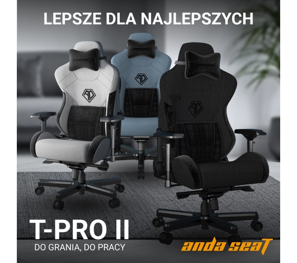 Anda Seat T-Pro 2 XL Gamingowy do 200kg Tkanina Niebieski - Kup na Raty - RRSO 0%