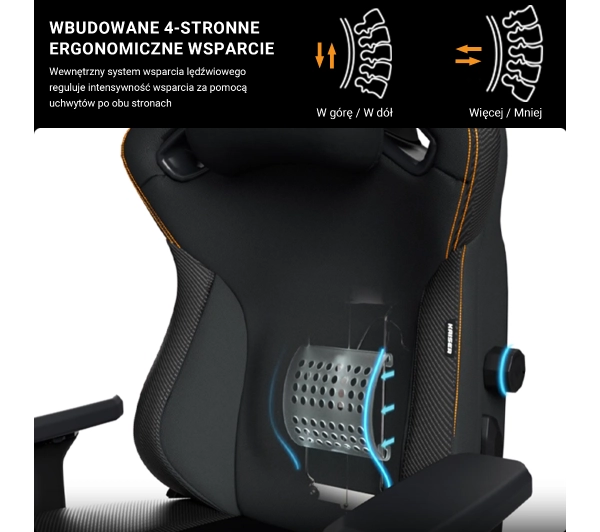 Anda Seat Kaiser 3 L Gamingowy do 150kg Skóra ECO Czarny - Kup na Raty - RRSO 0%