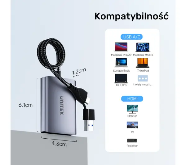 Unitek V1427A01 USB/C/A na 2x HDMI