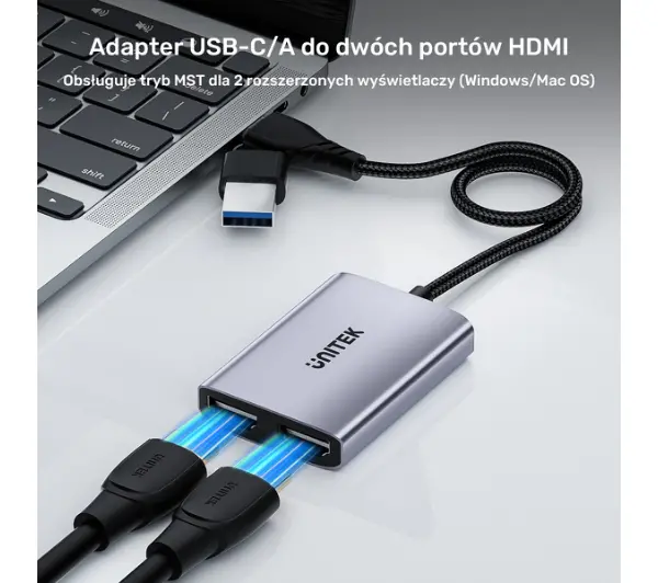 Unitek V1427A01 USB/C/A na 2x HDMI