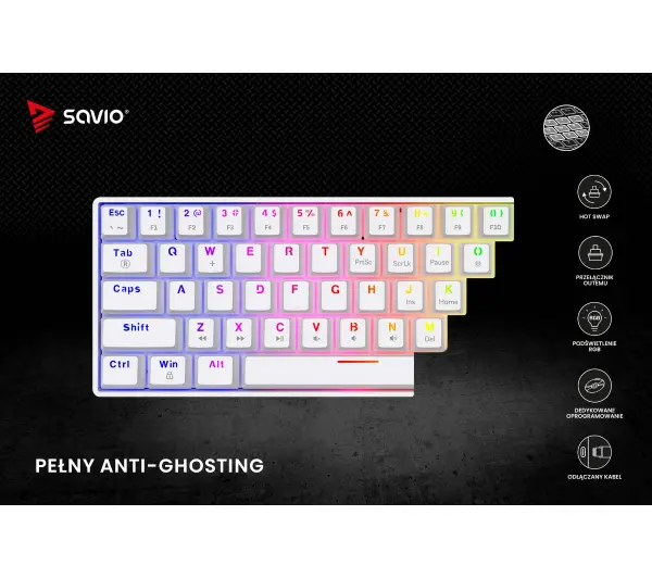 Savio Whiteout X2 Outemu Red Hot Swap Biały