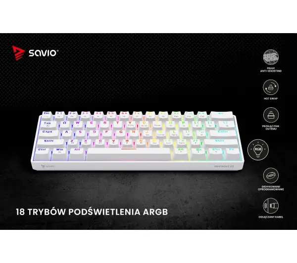Savio Whiteout X2 Outemu Red Hot Swap Biały