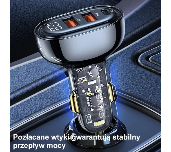 USAMS CC159CC01 2XUSB+1XUSB-C 80W Czarny