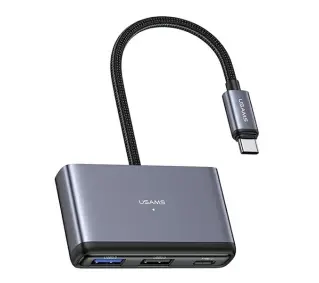 USAMS SJ627HUB01 4w1 2xUSB 2.0/USB 3.0/ USB-C Szary
