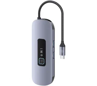 USAMS SJ642HUB01 6w1 2xUSB 3.0/TF/SD/ USB-C/HDMI PD100W Szary