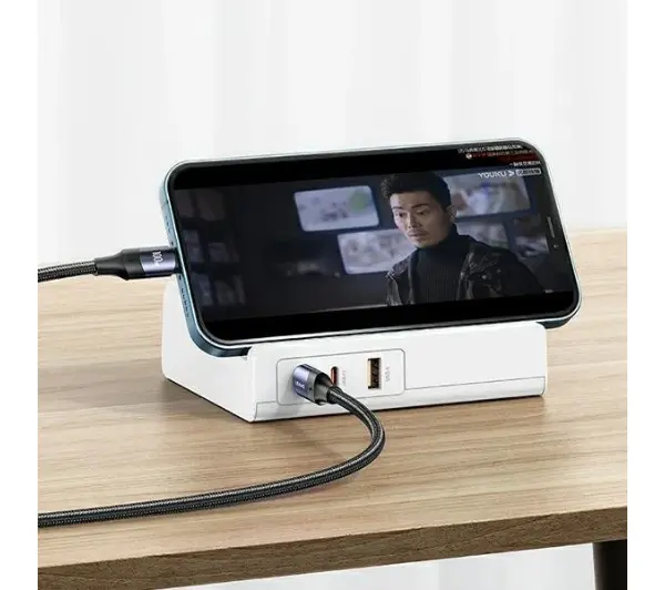 USAMS CC160TC01 3 gniazda 2xUSB-C USB-A 65W 2m Biały