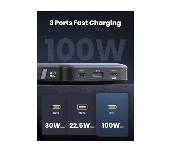 UGREEN PB720 20000mAh PD 100W Szary