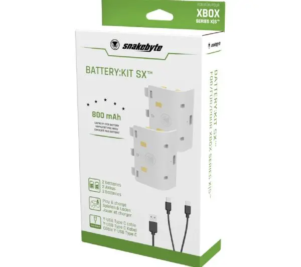 Snakebyte SB916342 BATTERY KIT SX do padów Xbox Series 2szt + 2m kabel Biały