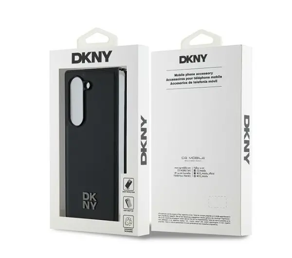 DKNY Plain Leather Metal Stack Logo MagSafe DKHMZFD6PSMCSLK do Samsung Galaxy Z Fold6