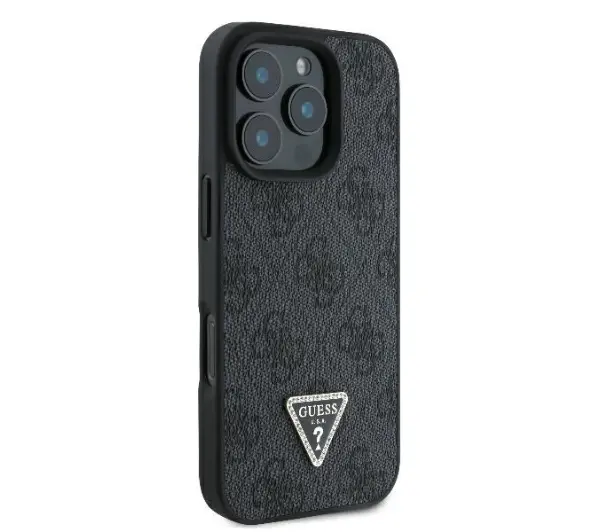 Guess hardcase Leather 4G Triangle Strass iPhone 16 Pro Max Czarny