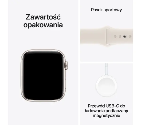 Apple Watch SE 2gen GPS koperta 44mm z aluminium Księżycowa poświata pasek sportowy Księżycowa poświata M/L - Kup na Raty - RRSO 0%