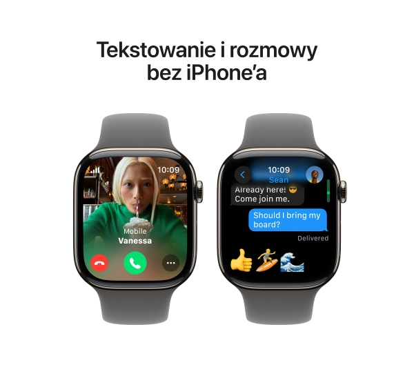 Apple Watch Series 10 GPS AI + Cellular AI 46mm z tytanu w kolorze naturalnym pasek sportowy górska szarość M/L - ⚡ EURO HIT CENOWY! ⚡ - Kup na Raty - RRSO 0%