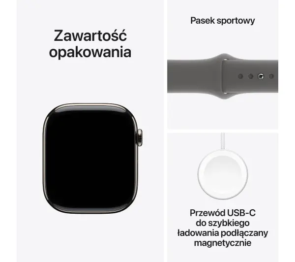 Apple Watch Series 10 GPS AI + Cellular AI 46mm z tytanu w kolorze naturalnym pasek sportowy górska szarość M/L - ⚡ EURO HIT CENOWY! ⚡ - Kup na Raty - RRSO 0%