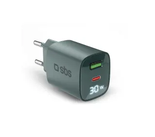 SBS LCD GaN PD30W USB-C USB-A Niebieski