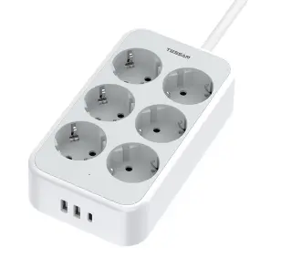 Tessan TS-PS02DE00 6 gniazd 2x USB-A 1x USB-C 2m Biały