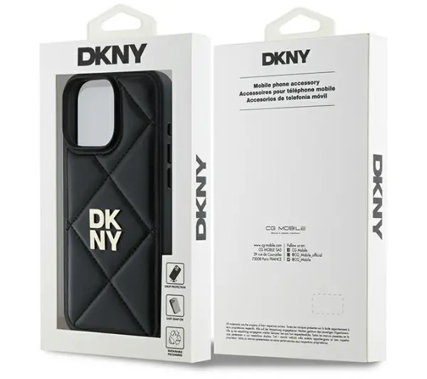 DKNY Quilted Stack Logo do iPhone 16 Pro Czarny
