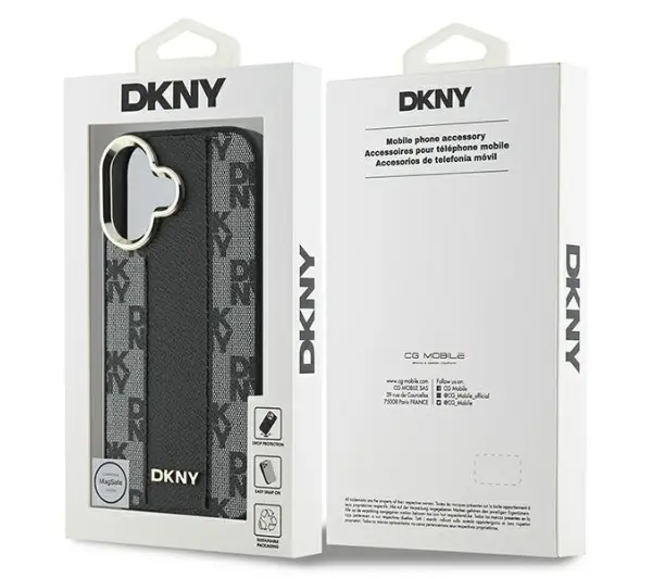 DKNY Checkered Pattern MagSafe do iPhone 16 Czarny