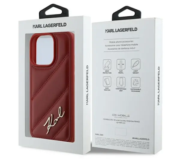 Karl Lagerfeld Quilted Signature do iPhone 16 Pro Czerwony