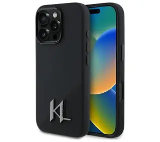 Karl Lagerfeld Silicone Shadow Metal Initial MagSafe do iPhone 16 Pro Czarny